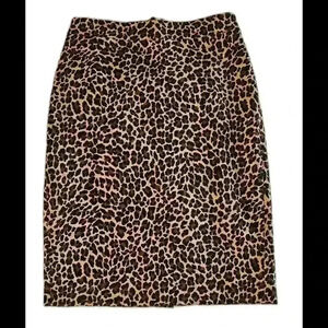 J Crew size 0P Leopard Print Pencil Skirt